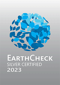 EarthCheck Certified badges. Silver, Gold, Platinum, Master.