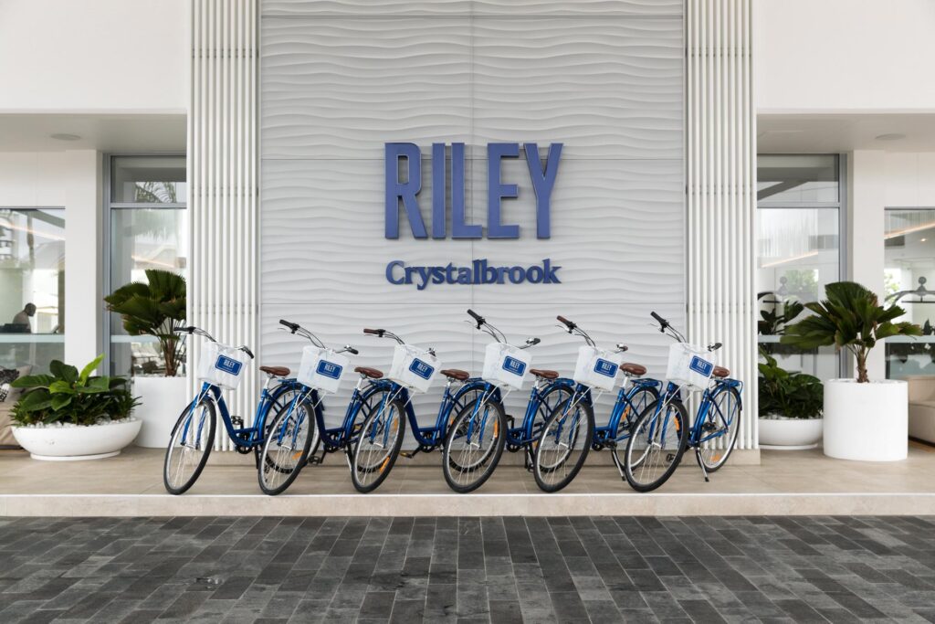 Bicycles lined up out front of Crystalbrook Riley