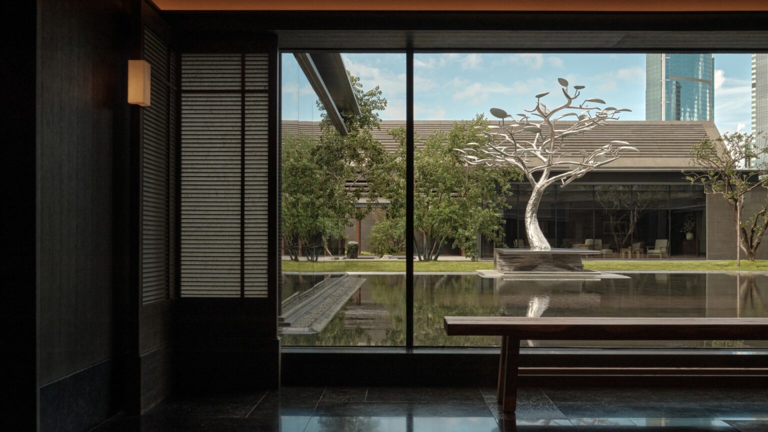 Alila Shanghai lobby floor with artpiece