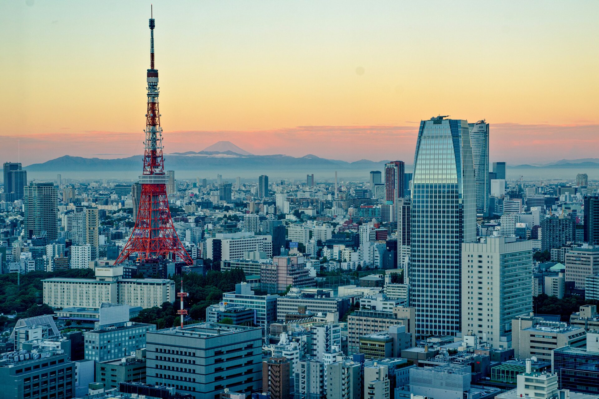 Tokyo skyline at sunset